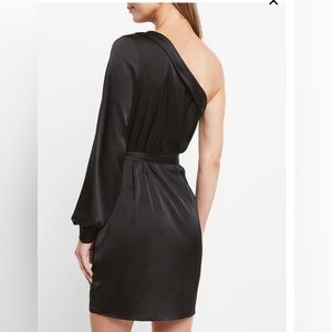 Express Satin One Shoulder Tie Waist Mini Dress size small